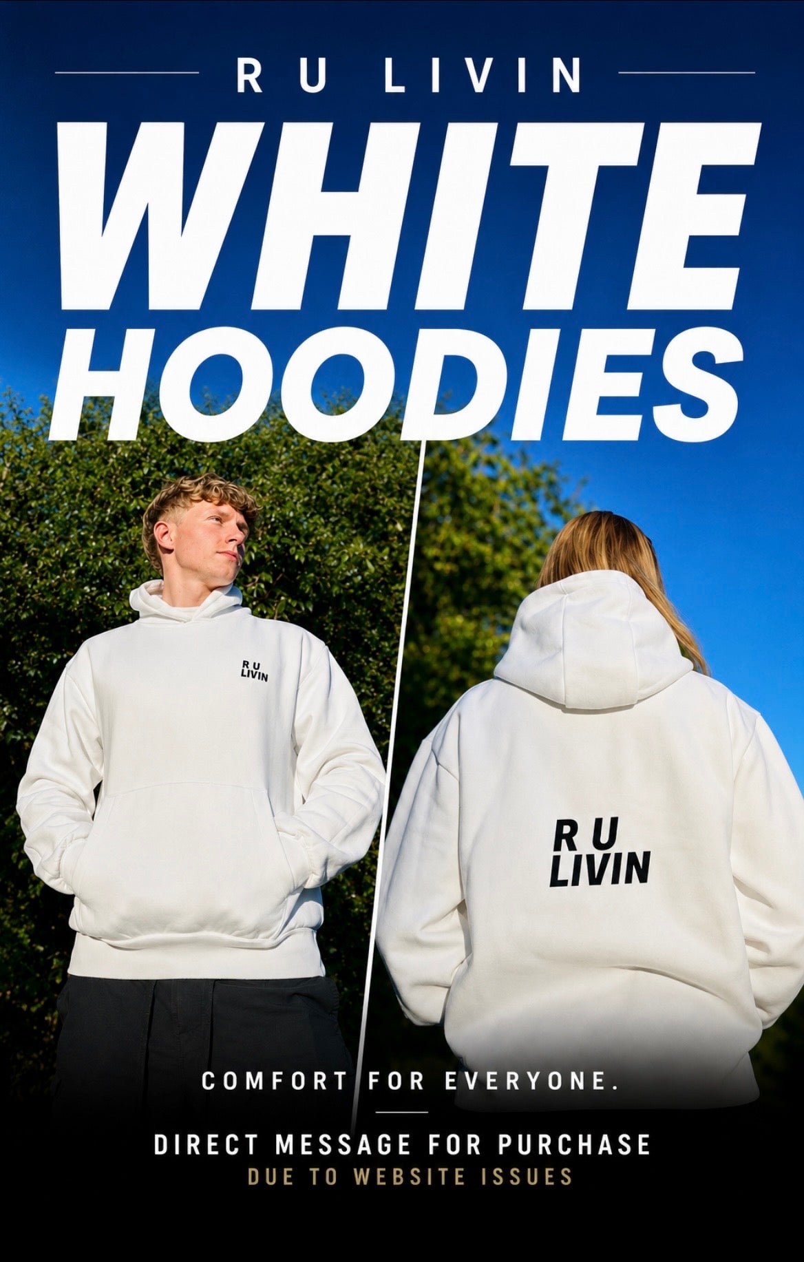 White Unisex R U LIVIN Hoodies