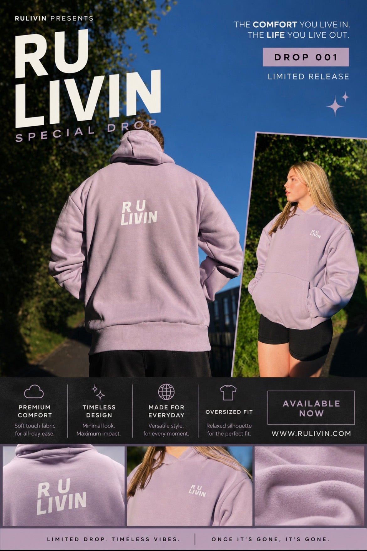 Lilac Unisex R U LIVIN Hoodie